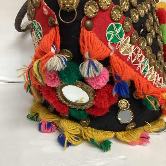 Vtg Sicilian Handcrafted Whimsical colorful Boho Retro Straw Shoulder Bag Beach - Picture 6 of 13